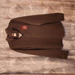 Womens, NC State quarter zip, ribbed pullover, grey, size medium